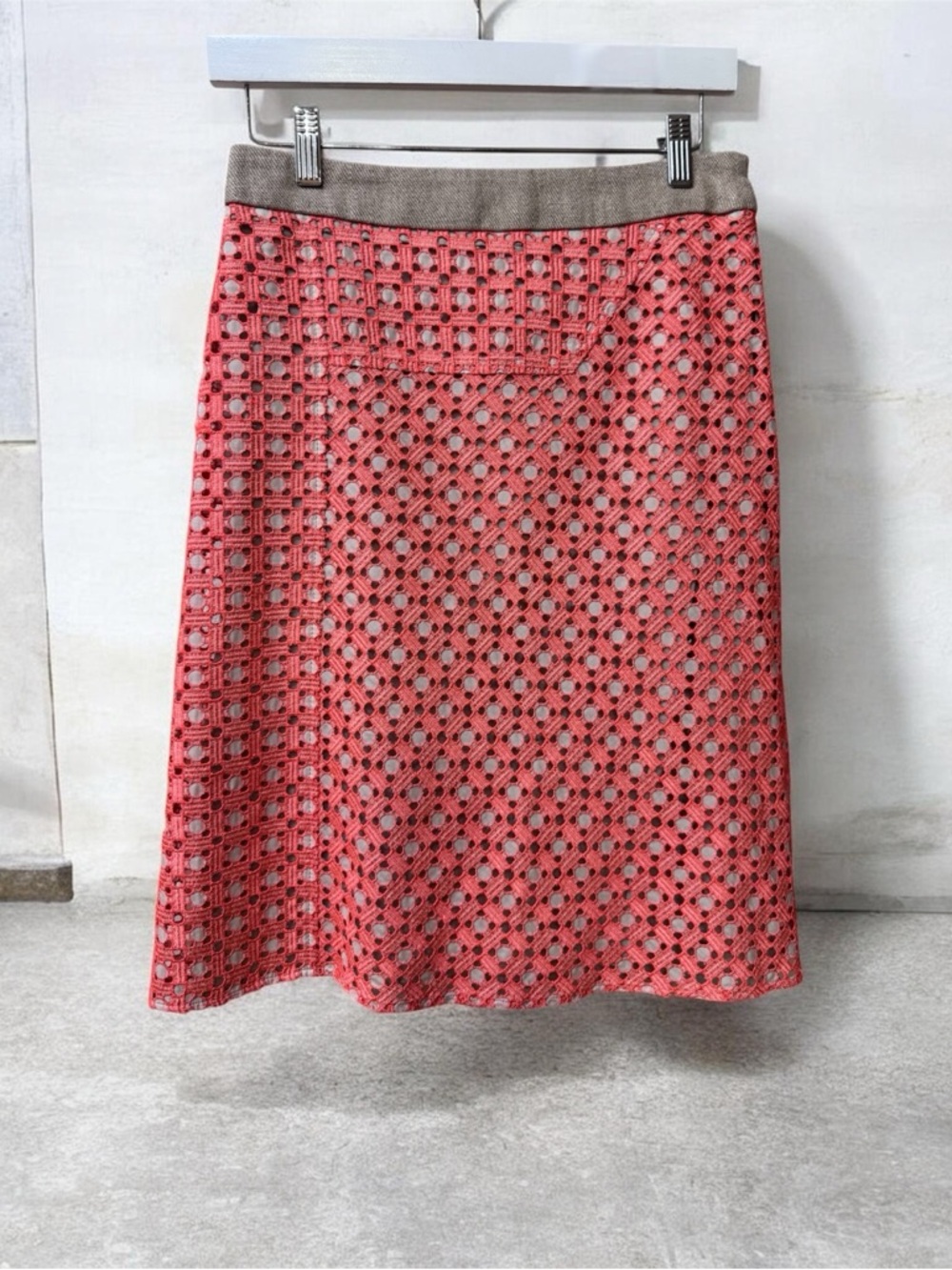 Derek Lam Lace Skirt Orange & Beige Fully Lined Size Small